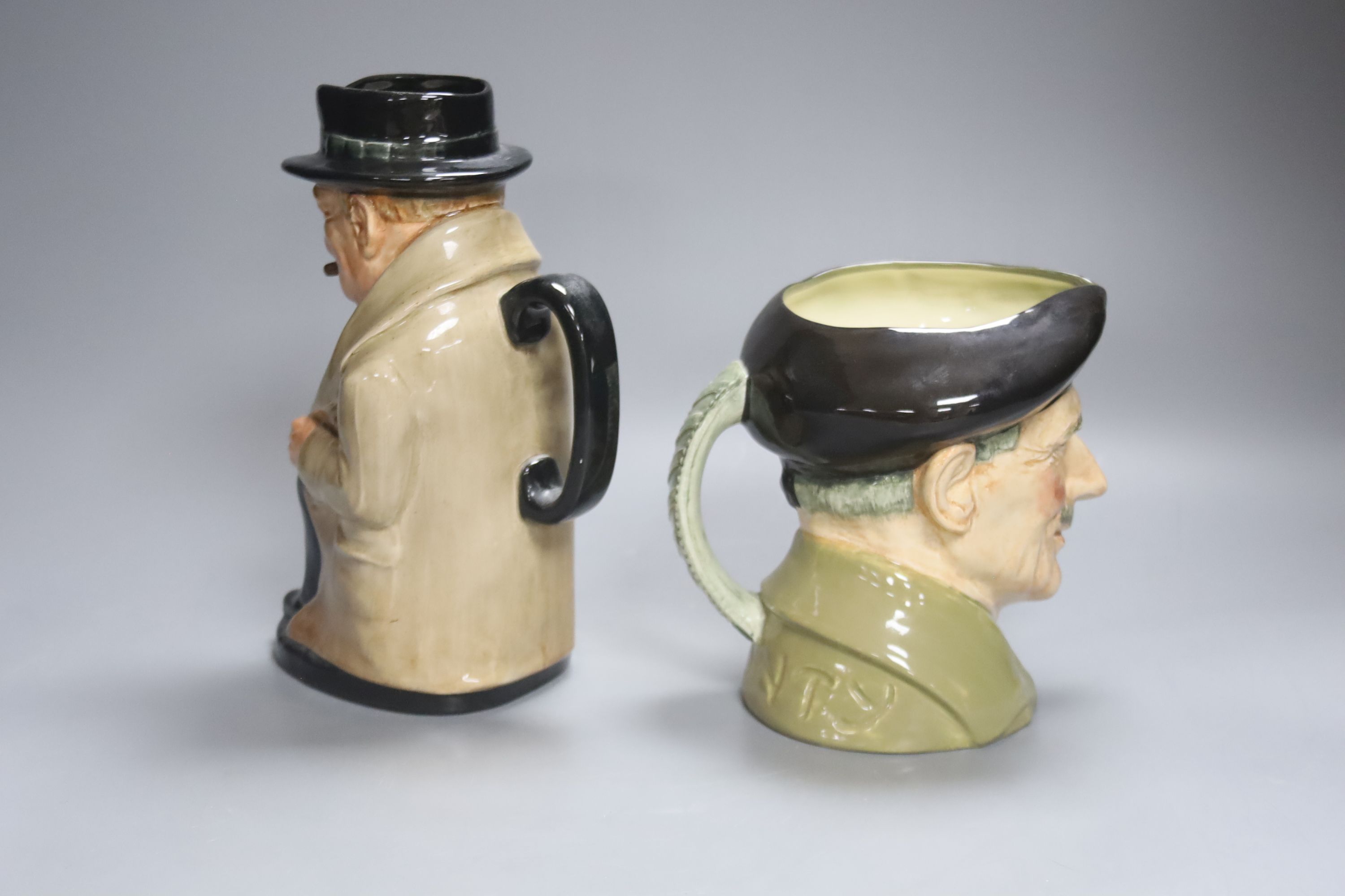 A Royal Doulton character jug of 'Monty' and another of Winston Churchill